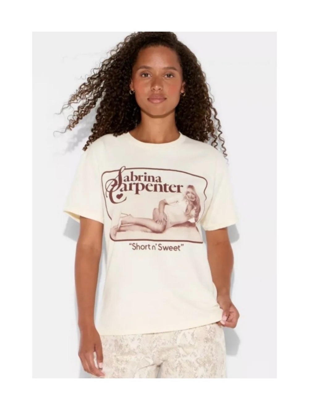 Sabrina Carpenter 'Short n' Sweet' Cream Graphic Tee